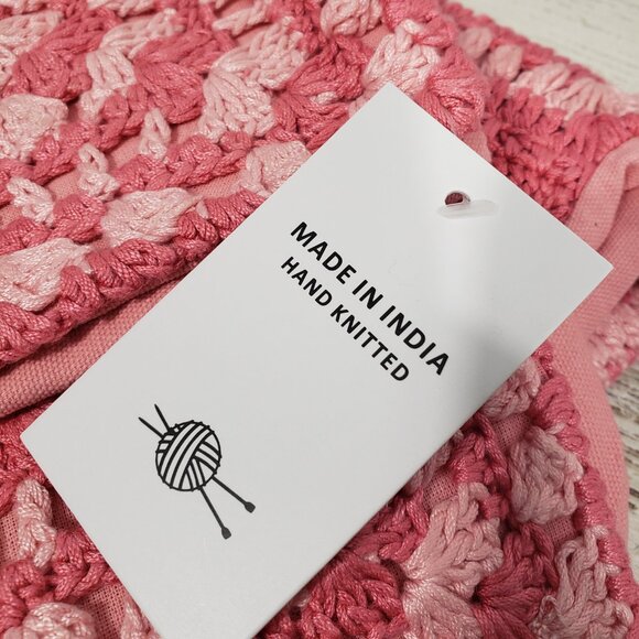 NWT  Handmade Knitted Pink Grannysquare Pillow Sham Cover  18" square - Picture 2 of 7